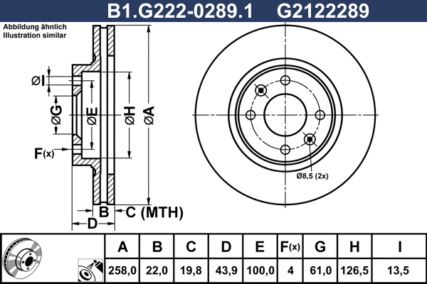 B1.G222-0289.1 GALFER Тормозной диск (фото 1)