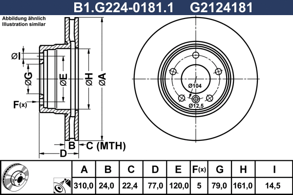 B1.G224-0181.1 GALFER Тормозной диск (фото 1)