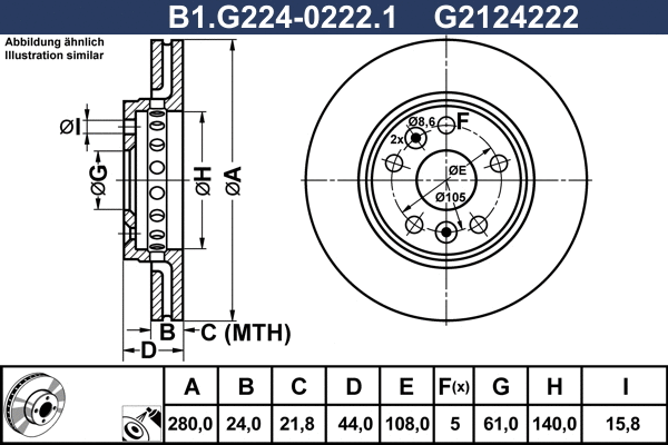 B1.G224-0222.1 GALFER Тормозной диск (фото 1)