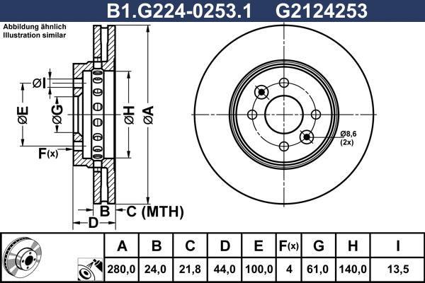 B1.G224-0253.1 GALFER Тормозной диск (фото 1)