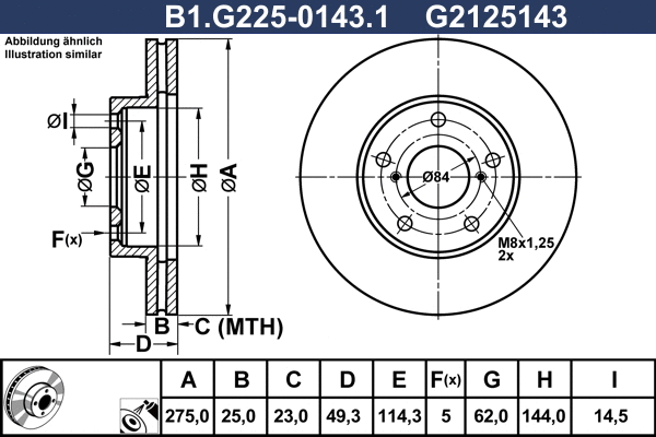 B1.G225-0143.1 GALFER Тормозной диск (фото 1)
