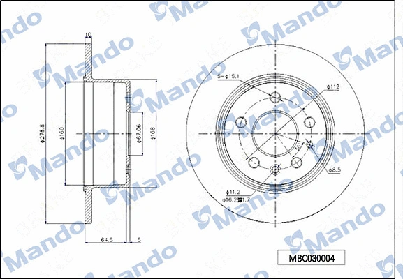 MBC030004 MANDO Тормозной диск (фото 1)