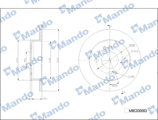 MBC030063 MANDO Тормозной диск (фото 1)