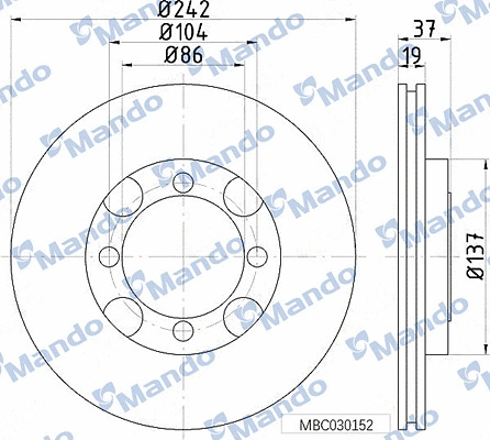 MBC030152 MANDO Тормозной диск (фото 1)