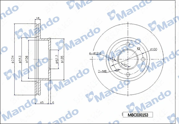 MBC030153 MANDO Тормозной диск (фото 1)