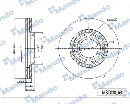 MBC030169 MANDO Тормозной диск (фото 1)