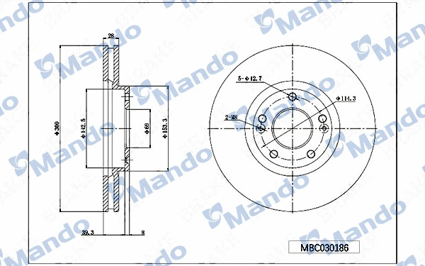 MBC030186 MANDO Тормозной диск (фото 1)