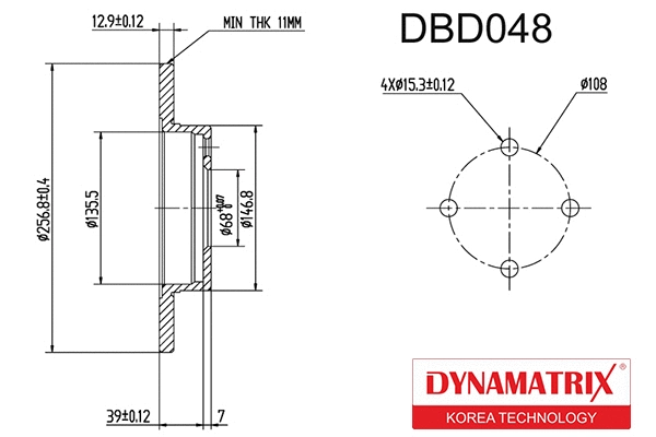 DBD048 DYNAMATRIX Тормозной диск (фото 1)