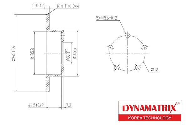 DBD1033 DYNAMATRIX Тормозной диск (фото 1)