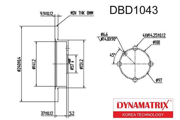 DBD1043 DYNAMATRIX Тормозной диск (фото 1)