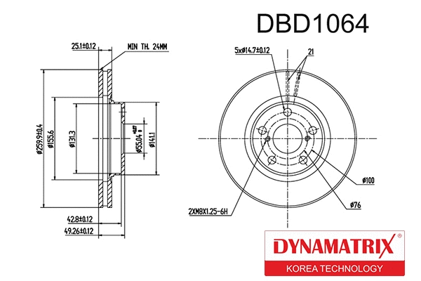 DBD1064 DYNAMATRIX Тормозной диск (фото 1)