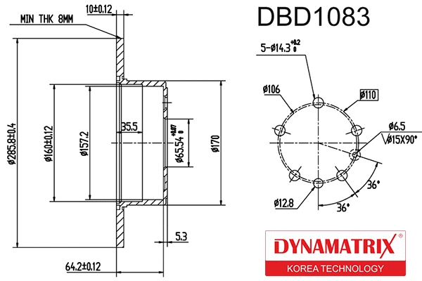DBD1083 DYNAMATRIX Тормозной диск (фото 1)