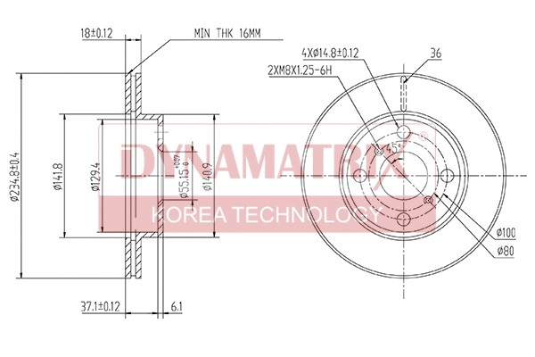 DBD1084 DYNAMATRIX Тормозной диск (фото 1)