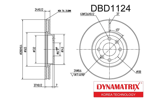 DBD1124 DYNAMATRIX Тормозной диск (фото 1)