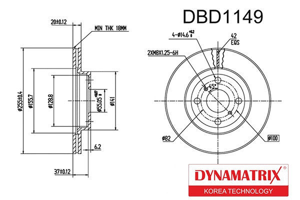 DBD1149 DYNAMATRIX Тормозной диск (фото 1)
