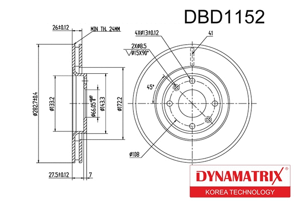 DBD1152 DYNAMATRIX Тормозной диск (фото 1)