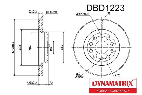 DBD1223 DYNAMATRIX Тормозной диск (фото 1)