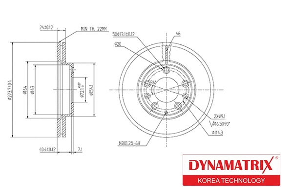 DBD1278 DYNAMATRIX Тормозной диск (фото 1)