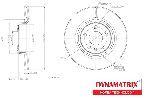 DBD1291 DYNAMATRIX Тормозной диск (фото 1)