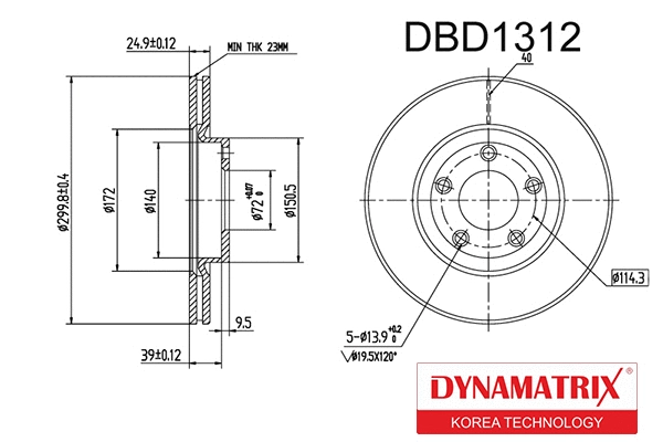 DBD1312 DYNAMATRIX Тормозной диск (фото 1)