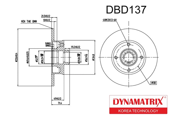 DBD137 DYNAMATRIX Тормозной диск (фото 1)