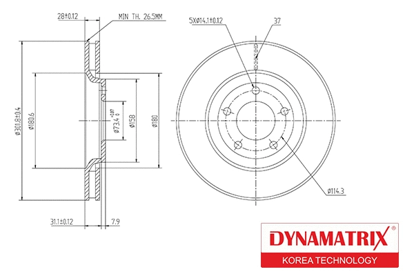 DBD1372 DYNAMATRIX Тормозной диск (фото 1)