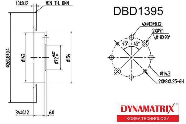 DBD1395 DYNAMATRIX Тормозной диск (фото 1)