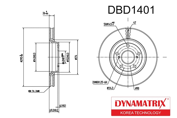DBD1401 DYNAMATRIX Тормозной диск (фото 1)