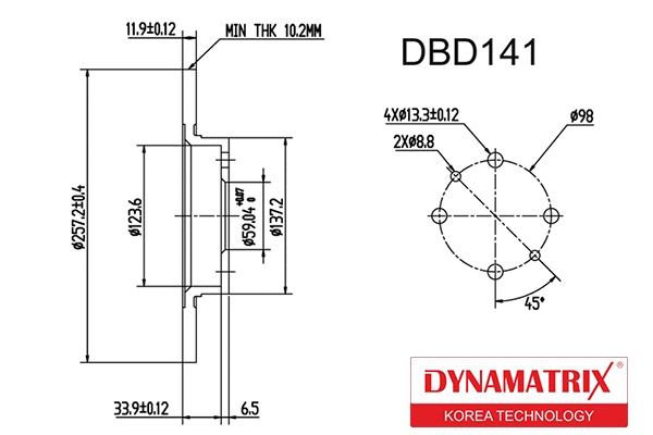 DBD141 DYNAMATRIX Тормозной диск (фото 1)