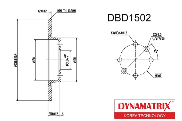 DBD1502 DYNAMATRIX Тормозной диск (фото 1)