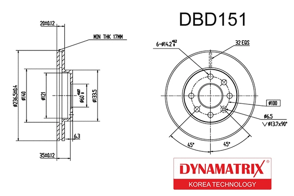 DBD151 DYNAMATRIX Тормозной диск (фото 1)