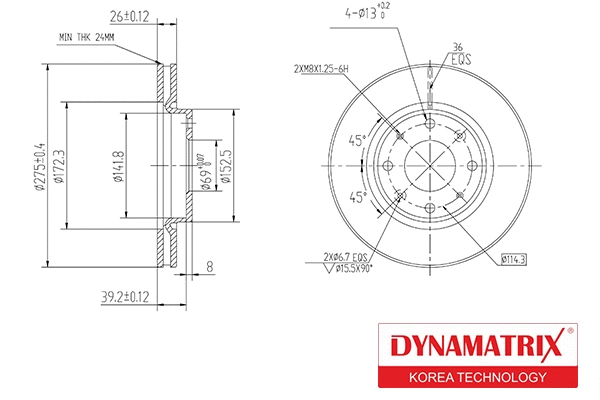 DBD1528 DYNAMATRIX Тормозной диск (фото 1)