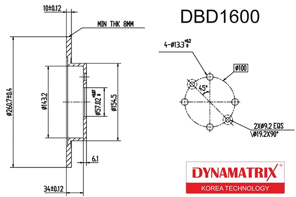 DBD1600 DYNAMATRIX Тормозной диск (фото 1)