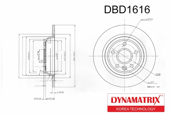 DBD1616 DYNAMATRIX Тормозной диск (фото 1)