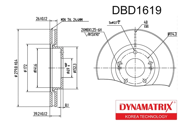 DBD1619 DYNAMATRIX Тормозной диск (фото 1)