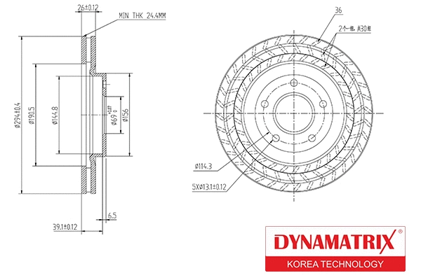 DBD1624 DYNAMATRIX Тормозной диск (фото 1)
