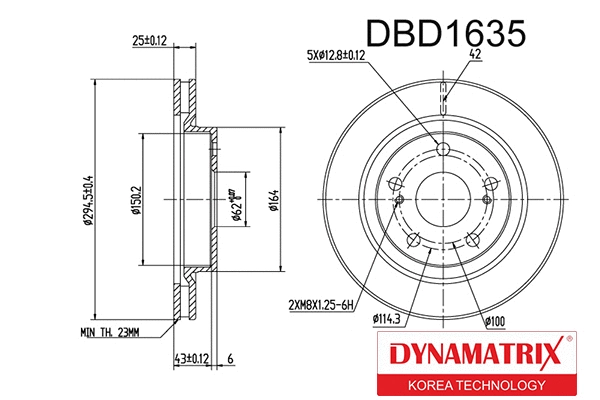 DBD1635 DYNAMATRIX Тормозной диск (фото 1)