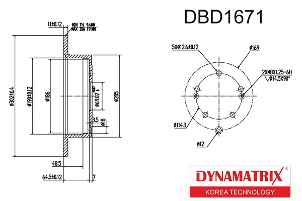 DBD1671 DYNAMATRIX Тормозной диск (фото 1)