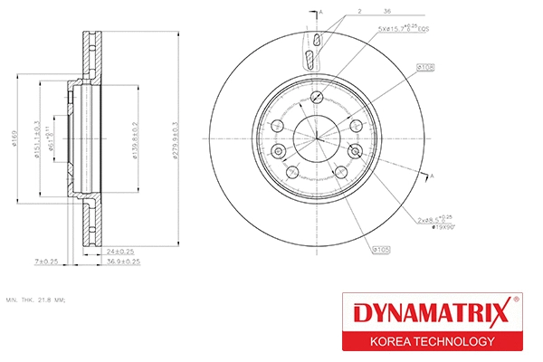 DBD1733 DYNAMATRIX Тормозной диск (фото 1)