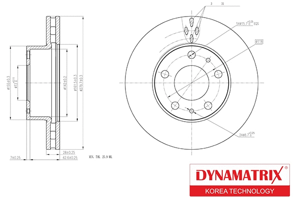 DBD1800 DYNAMATRIX Тормозной диск (фото 1)