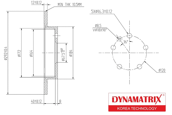 DBD1804C DYNAMATRIX Тормозной диск (фото 1)