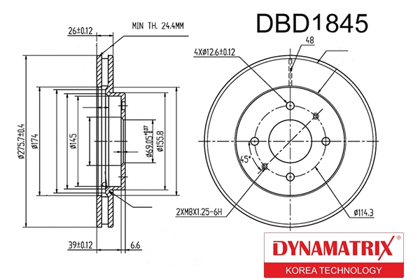 DBD1845 DYNAMATRIX Тормозной диск (фото 1)