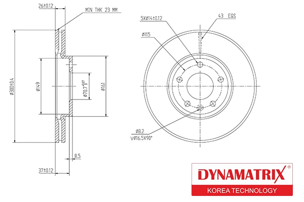 DBD1870 DYNAMATRIX Тормозной диск (фото 1)