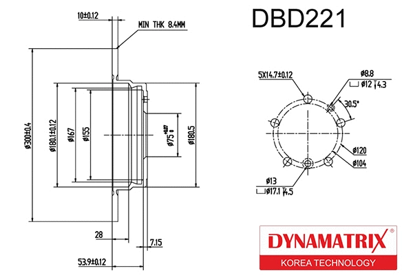 DBD221 DYNAMATRIX Тормозной диск (фото 1)