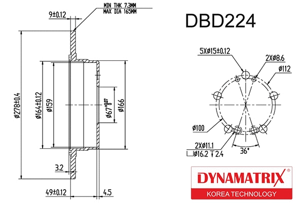 DBD224 DYNAMATRIX Тормозной диск (фото 1)