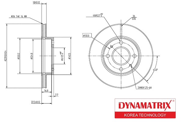 DBD227 DYNAMATRIX Тормозной диск (фото 1)