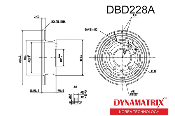 DBD228A DYNAMATRIX Тормозной диск (фото 1)