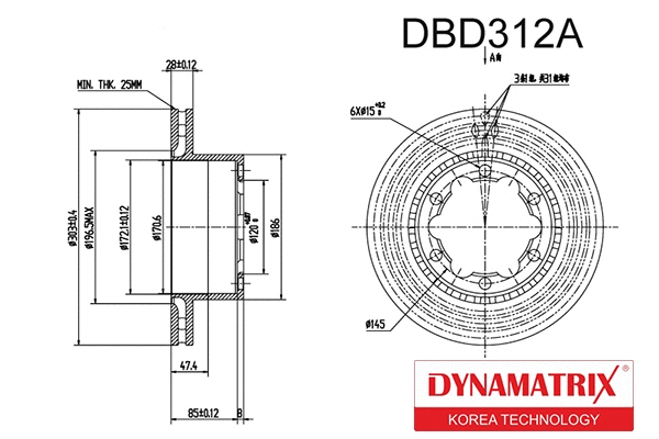 DBD312A DYNAMATRIX Тормозной диск (фото 1)