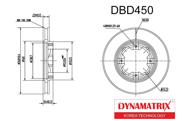 DBD450 DYNAMATRIX Тормозной диск (фото 1)