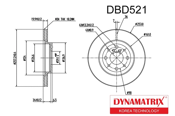 DBD521 DYNAMATRIX Тормозной диск (фото 1)